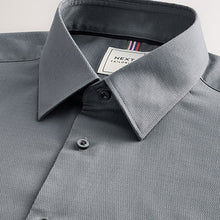 Load image into Gallery viewer, Dark Grey Slim Fit Easy Care Textured Single Cuff Smart Shirt
