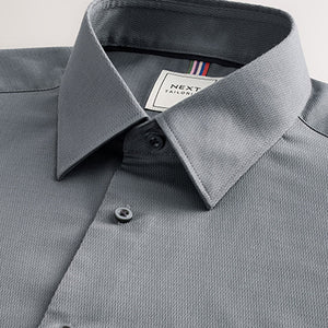 Dark Grey Slim Fit Easy Care Textured Single Cuff Smart Shirt