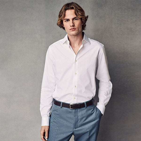 White Slim Fit 100% Cotton Textured Twill Shirt