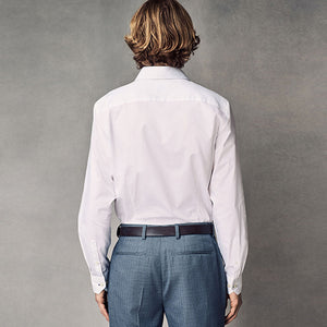 White Slim Fit 100% Cotton Textured Twill Shirt