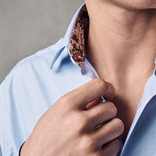 Load image into Gallery viewer, Blue Slim Fit 100% Cotton Textured Twill Shirt
