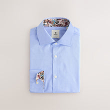 Load image into Gallery viewer, Blue Slim Fit 100% Cotton Textured Twill Shirt
