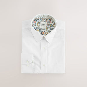 White Cotton Rich Trimmed Textured Shirt