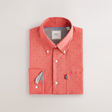 Load image into Gallery viewer, Coral Pink Dot Regular Fit Easy Iron Button Down Oxford Shirt

