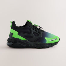 Load image into Gallery viewer, Black Standard Fit (F) Minecraft Elastic Lace Trainers
