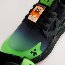 Load image into Gallery viewer, Black Standard Fit (F) Minecraft Elastic Lace Trainers
