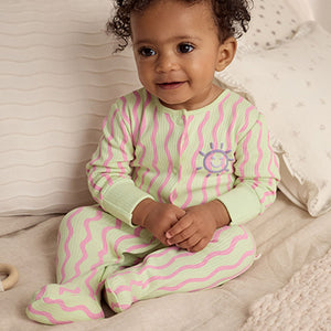 Multi Popper Baby 100% Cotton Sleepsuits 3 Pack