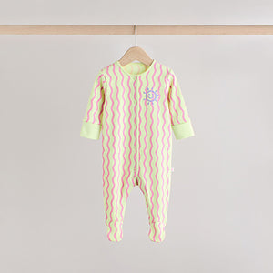 Multi Popper Baby 100% Cotton Sleepsuits 3 Pack