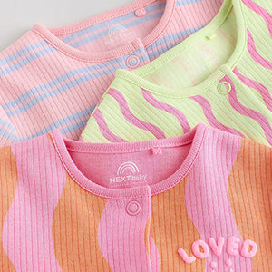 Multi Popper Baby 100% Cotton Sleepsuits 3 Pack