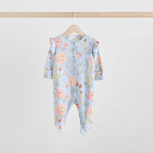 Load image into Gallery viewer, Blue 3 Pack Baby Sleepsuits (0-18mths)
