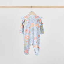 Load image into Gallery viewer, Blue 3 Pack Baby Sleepsuits (0-18mths)
