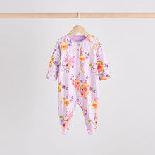 Load image into Gallery viewer, Yellow Floral Baby 100% Cotton Sleepsuits 4 Pack (0-18mths)
