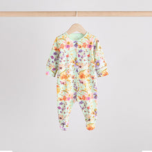 Load image into Gallery viewer, Yellow Floral Baby 100% Cotton Sleepsuits 4 Pack (0-18mths)

