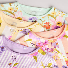 Load image into Gallery viewer, Yellow Floral Baby 100% Cotton Sleepsuits 4 Pack (0-18mths)
