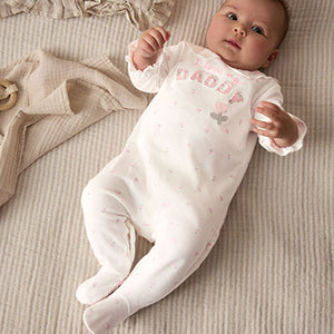 Ecru Daddy Baby Family 100% Cotton Sleepsuit