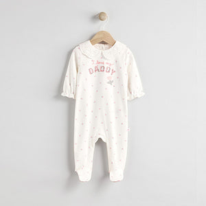 Ecru Daddy Baby Family 100% Cotton Sleepsuit