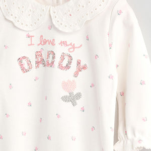 Ecru Daddy Baby Family 100% Cotton Sleepsuit