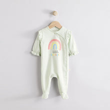 Load image into Gallery viewer, Sage Green Little Sister Baby Family 100% Cotton Sleepsuit
