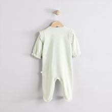 Load image into Gallery viewer, Sage Green Little Sister Baby Family 100% Cotton Sleepsuit
