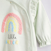 Load image into Gallery viewer, Sage Green Little Sister Baby Family 100% Cotton Sleepsuit
