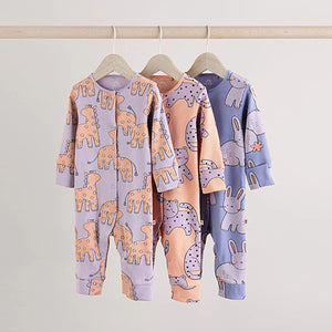 Lilac Purple Baby Footless Sleepsuits 3 Pack