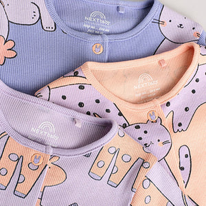 Lilac Purple Baby Footless Sleepsuits 3 Pack
