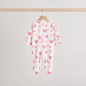 Pink 3 Pack Two Way Zip Baby Sleepsuits (0mths-2yrs)