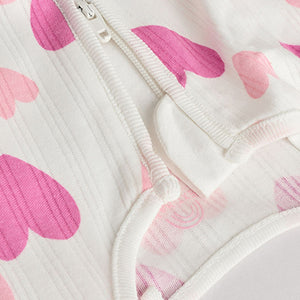 Pink 3 Pack Two Way Zip Baby Sleepsuits (0mths-2yrs)