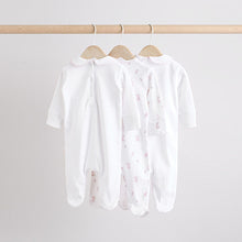 Load image into Gallery viewer, White Collar 3 Pack Baby Sleepsuits
