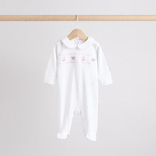 Load image into Gallery viewer, White Collar 3 Pack Baby Sleepsuits
