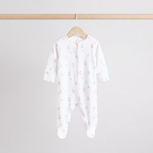 White Collar 3 Pack Baby Sleepsuits