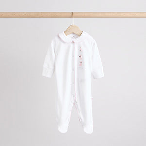 White Collar 3 Pack Baby Sleepsuits