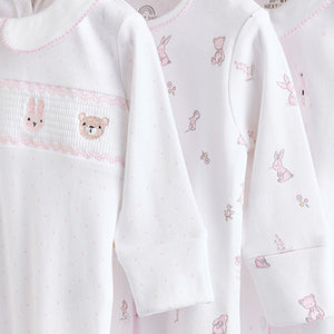 White Collar 3 Pack Baby Sleepsuits