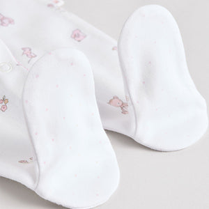 White Collar 3 Pack Baby Sleepsuits