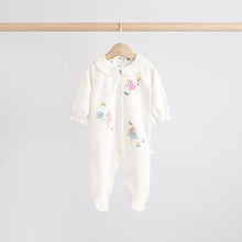 Load image into Gallery viewer, Pink Baby Frill Printed 100% Cotton Sleepsuits 3 Pack
