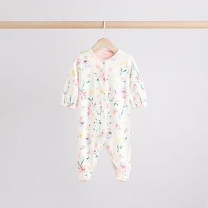 Pink Baby Frill Printed 100% Cotton Sleepsuits 3 Pack