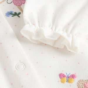 Pink Baby Frill Printed 100% Cotton Sleepsuits 3 Pack