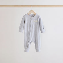 Load image into Gallery viewer, Pink/Grey 3 Pack Two Way Zip Baby Sleepsuits (0mths-18mth)
