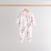 Load image into Gallery viewer, Pink 3 Pack Two Way Zip Baby Sleepsuits
