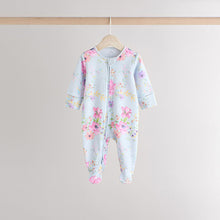 Load image into Gallery viewer, Pink 3 Pack Two Way Zip Baby Sleepsuits
