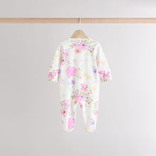 Load image into Gallery viewer, Pink 3 Pack Two Way Zip Baby Sleepsuits
