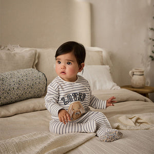 Blue/White Bunny 3 Pack Baby Sleepsuits