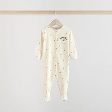 Load image into Gallery viewer, Blue/White Bunny 3 Pack Baby Sleepsuits
