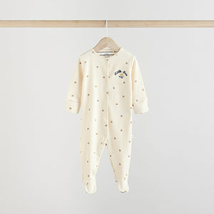 Blue/White Bunny 3 Pack Baby Sleepsuits