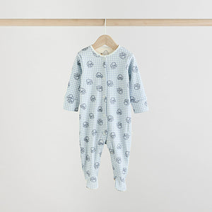 Blue/White Bunny 3 Pack Baby Sleepsuits