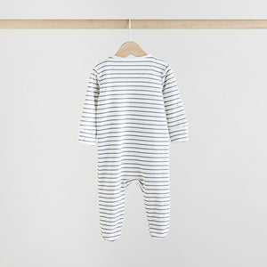Blue/White Bunny 3 Pack Baby Sleepsuits