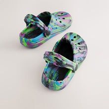 Load image into Gallery viewer, Black Purple Marble Clogs
