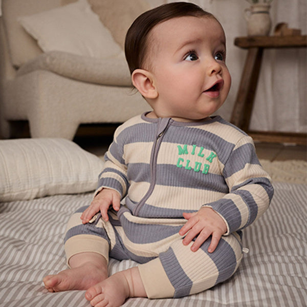 Milk Club Neutral 3 pack Baby Two Way Zip Footless Cotton Sleepsuits
