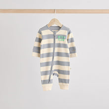 Load image into Gallery viewer, Milk Club Neutral 3 pack Baby Two Way Zip Footless Cotton Sleepsuits
