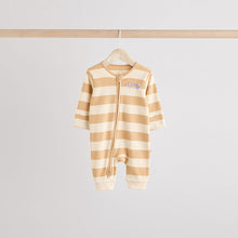 Load image into Gallery viewer, Milk Club Neutral 3 pack Baby Two Way Zip Footless Cotton Sleepsuits
